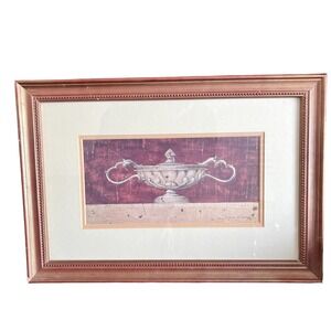 Vintage Urn Bowl Painting Gold Gilt Wood Framed 15 1/2"w x 11"h Jacques Lamy